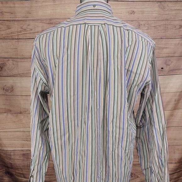 FACONNABLE STRIPED 100% COTTON BUTTON DOWN SHIRT MENS SIZE M MEDIUM - Picture 4 of 6